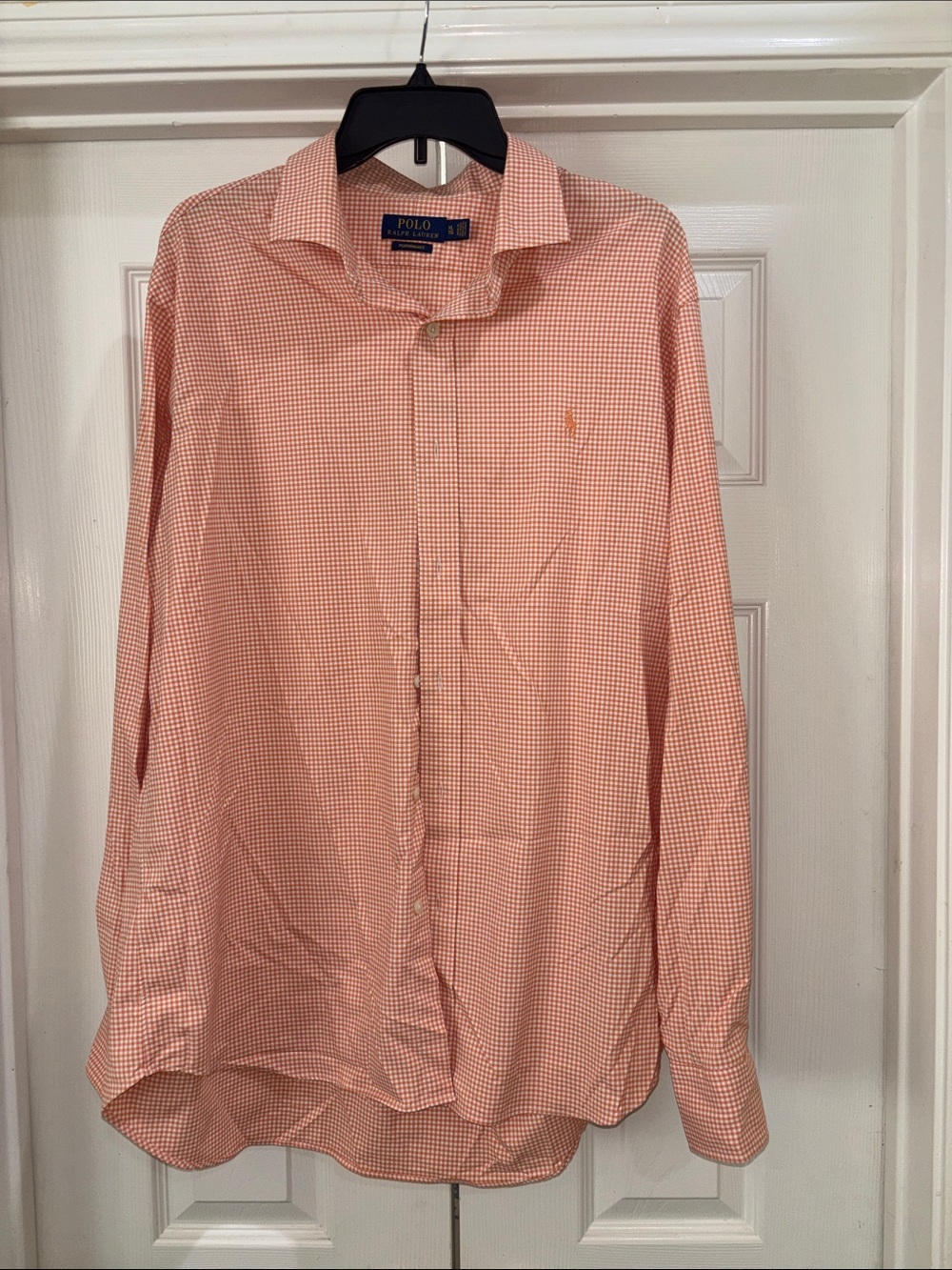 Polo by Ralph Lauren Orange-Pink Gingham Button-Up Dress Shirt